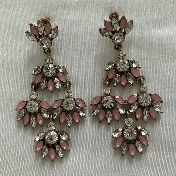 Jewelry - Vintage inspired pink and rhinestone earrings